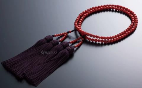 赤サンゴ本連数珠（赤サンゴ５ｍｍ玉使用）