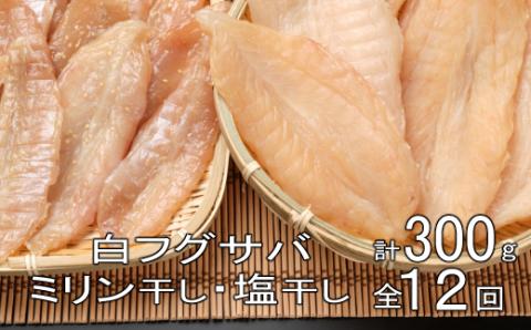銀フグミリン干・塩干セット（３００ｇ）【全１２回】