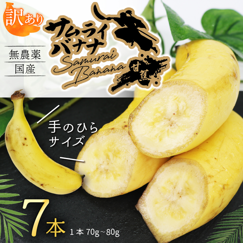  【訳あり】 高知県産 侍バナナ｜7本 無農薬・国産・農家直送 手のひらサイズ 訳あり 冷凍バナナ フルーツ 果物 フルーツ バナナ サムライ スムージー 訳あり 7本（￥27,000）
