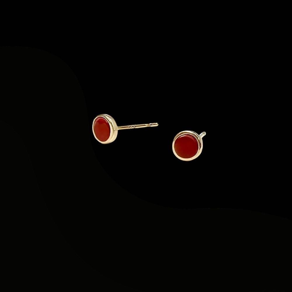 珊瑚 血赤珊瑚 ミニディスク ピアス K10イエローゴールド 天然サンゴ 一点物 アクセサリー 厄除け お守り クリスマス バレンタイン 誕生日プレゼント 記念日 ホワイトデー ジュエリー 大人可愛い ギフト さんご サンゴ 高知県室戸市