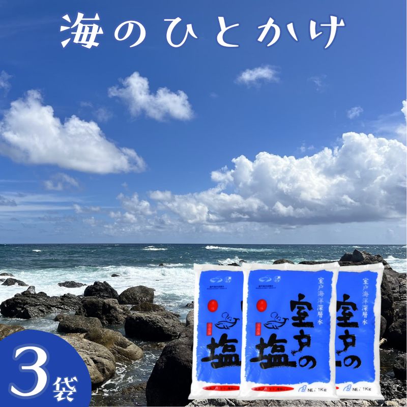 海のひとかけ 1kg×3袋 業務用 塩 調味料 国産塩 塩分 室戸の塩 高知県 海洋深層水 ミネラル