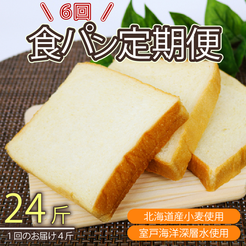 【室戸海洋深層水仕込み】深層水食パン年６回定期便  食パン ぱん 朝食 ギフト 定期便 人気 食事パン おやつ ４斤×６回