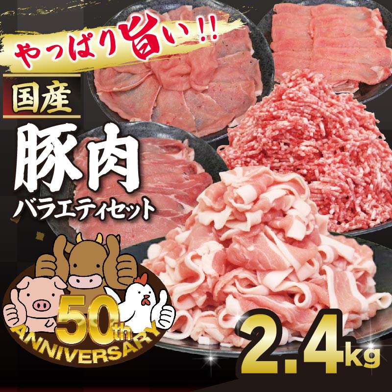 豚肉 バラエティセット 約2.4kg｜土佐備長豚 国産豚肉 国産ぶた 備長炭育ち お試し しゃぶしゃぶ スライス 生姜焼き 豚こま ミンチ 冷凍 小分け 家庭用 贈答用 業務用 吉岡精肉店 高知県 室戸市 【一番人気】計約2.4kg ｜17,000円