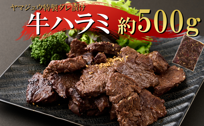 ヤマジュウの特製タレ漬け！牛ハラミ肉５００ｇ