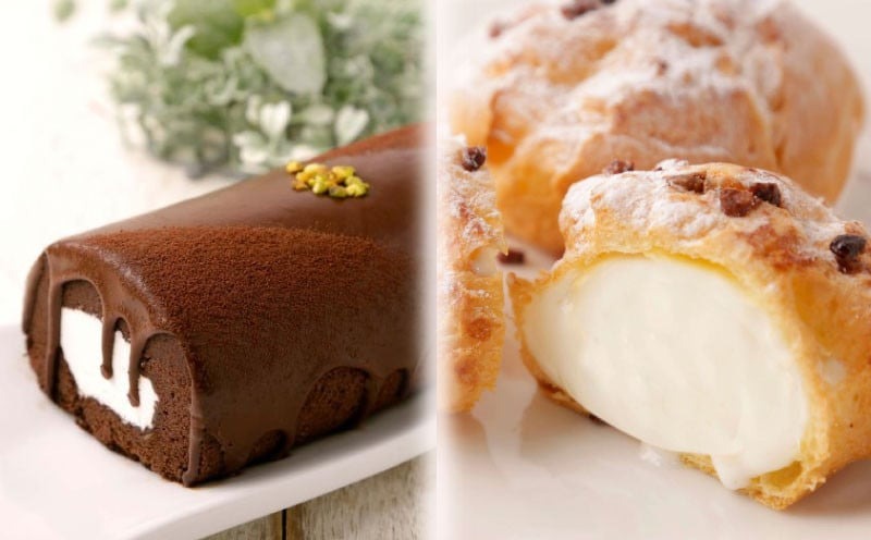 雪ヶ峰ロール１本＆雪ヶ峰ジャージーミルクシュー４個セット【チョコレート ケーキ ロールケーキ シュークリーム 詰め合わせ セット チョコ 濃厚 デザート おやつ お菓子 スイーツ スウィーツ 贈答 贈り物 ギフト  人気 おすすめ 高知県 南国市】