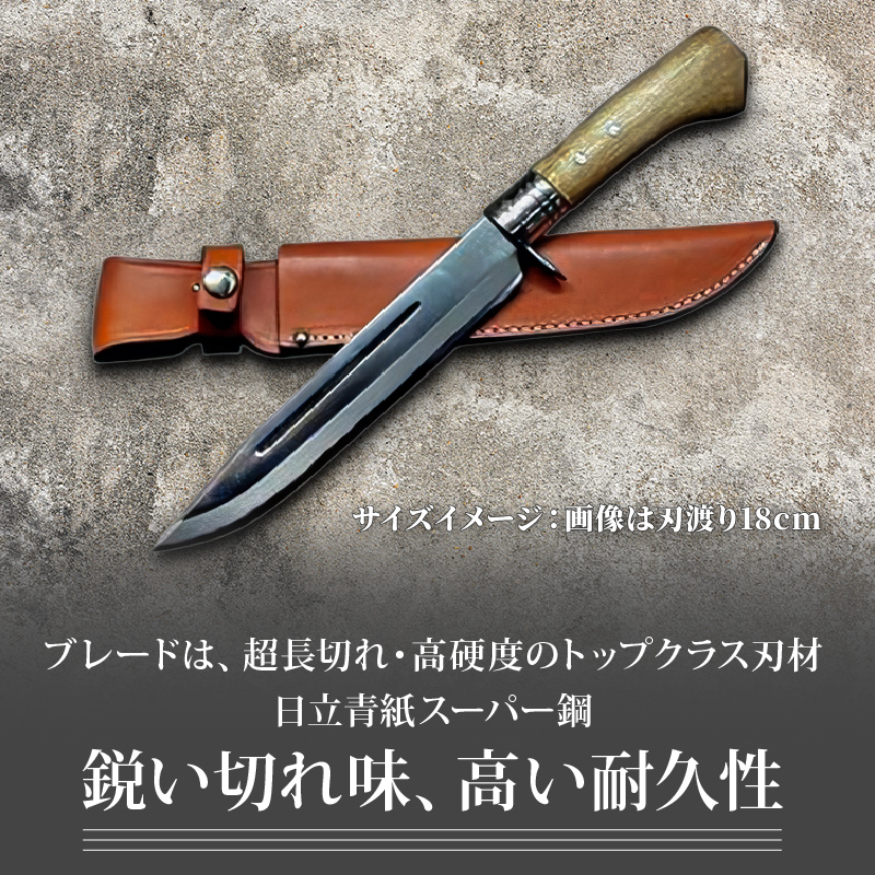 晶之作 土佐剣鉈 210 青スーパー鋼 磨 樫柄 ステンツバ | ナイフ キャンプ アウトドア 打刃物 土佐 鉈 剣鉈 なた 職人 山林 狩猟 熊 刃物 薪割り ハンドメイド 釣り 伝統 工芸 高知県 南国市