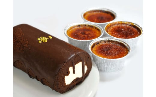 雪ヶ峰ロール＆アイスブリュレ【セット ロールケーキ スイーツ チョコケーキ チョコレート 濃厚 ジャージー プリン お取り寄せ グルメ デザート ギフト お祝い  人気 おすすめ 高知県 南国市】