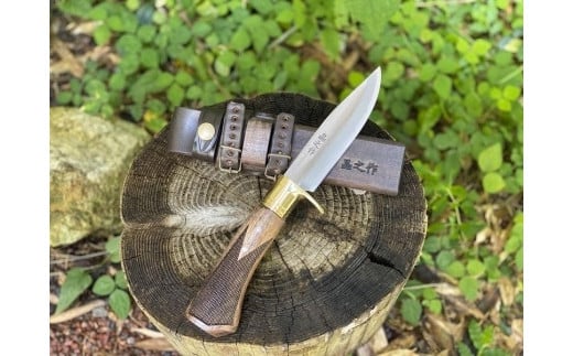 土佐アウトドア剣鉈120 青2鋼 磨 真鍮ツバ輪 チェッカー有 | ナイフ キャンプ アウトドア 打刃物 土佐 鉈 剣鉈 なた 職人 山林 狩猟 熊 刃物 薪割り ハンドメイド 釣り 伝統 工芸 高知県 南国市