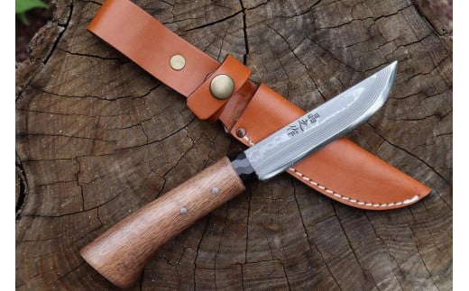 土佐渓流ナイフ105 黒丸輪 全曇 ダマスカス15層青紙2号鋼 | ナイフ キャンプ アウトドア 打刃物 土佐 鉈 剣鉈 なた 職人 山林 狩猟 熊 刃物 薪割り ハンドメイド 釣り 伝統 工芸 高知県 南国市