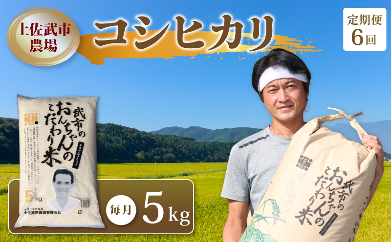 【お米定期便】 【6回】 令和7年度 コシヒカリ 数量限定 各5キロ 米 コメ 減農薬栽培 お米 精米 早場米 新米 ご飯 おにぎり こめ 白米 低化学肥料 高知県 南国市