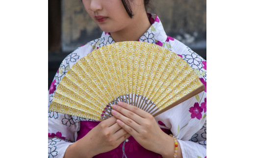 土佐和紙 扇子Ori 麻の葉なたね 布製扇子袋 桐箱付き せんす