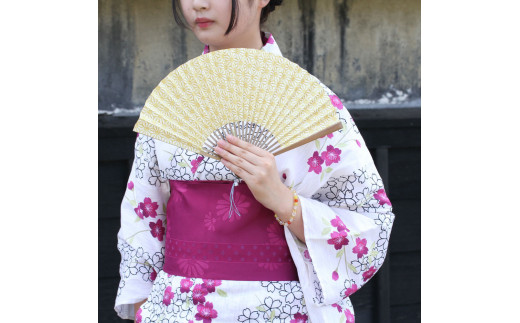 土佐和紙 扇子Ori 麻の葉なたね 布製扇子袋 桐箱付き せんす