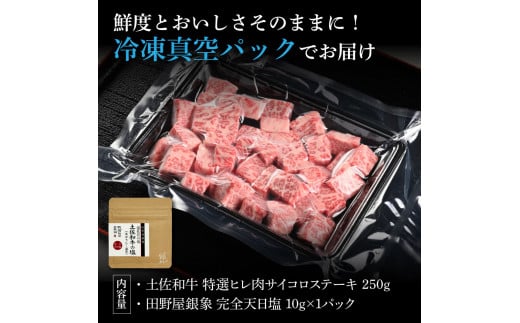 土佐和牛 特選ヒレ肉サイコロステーキ250g 田野屋銀象完全