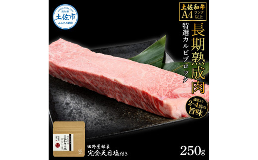 土佐和牛 特選カルビブロック250g 田野屋銀象完全天日塩1P付
