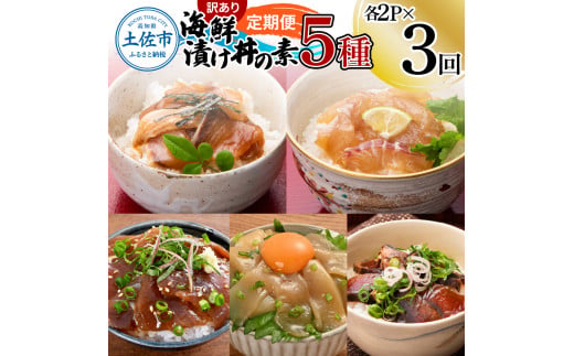 【3回定期便】訳あり土佐の海鮮漬け丼（5種×各2袋）セット