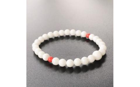 白サンゴ＆赤サンゴ2個 ブレスレット・女性用 【高知】