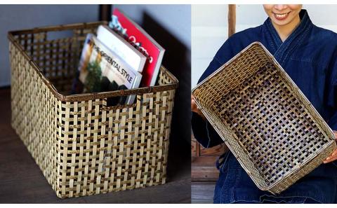 虎竹スクエアバスケット 【リビング長角】 【山岸竹材店】