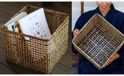 虎竹スクエアバスケット 【 リビング四角】 【山岸竹材店】