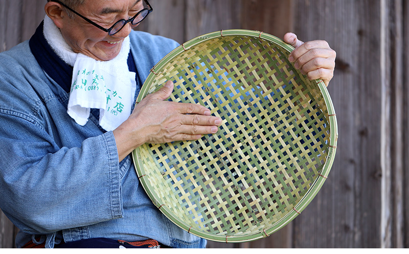 国産四ツ目竹ざる 40cm 梅干しざる 干し野菜