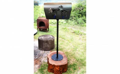 アイアンポスト【繁栄の青い葡萄】切り株台付き【ネーム入り】 【おしゃれ】