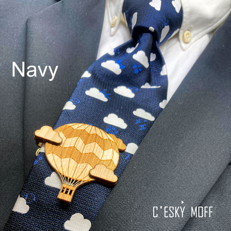 【CESKYMOFF】雲小紋柄 ネクタイ & 気球 ネクタイピン セット