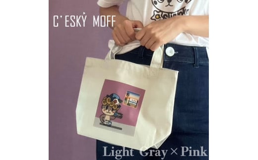 【CESKYMOFF】しんじょう君 夜明け ものがたり トートバッグ S ライトグレー×ピンクSサイズ