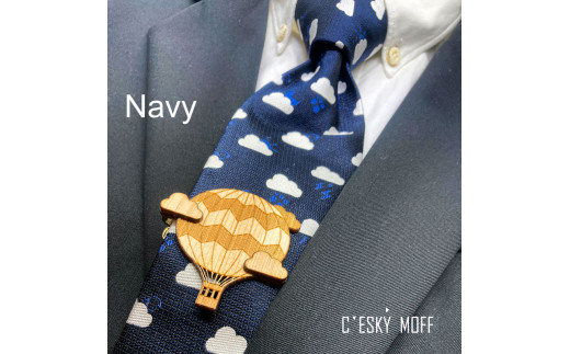 雲小紋柄 ネクタイ & 気球 タイピン セット プレゼント ラッピング可 おしゃれ 社会人 結婚式 贈答 新生活 生活雑貨 生活用品 FO015