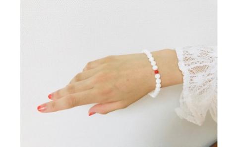 白サンゴ＆赤サンゴ2個 ブレスレット・女性用 【高知】