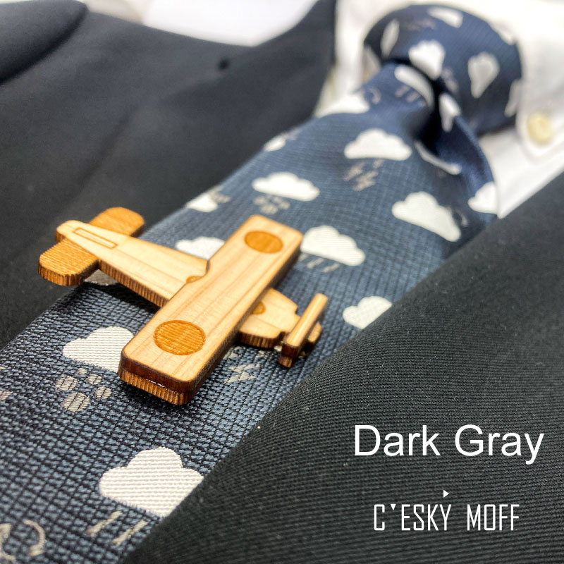 【CESKYMOFF】雲小紋柄 ネクタイ & プロペラ機 ネクタイピン セット