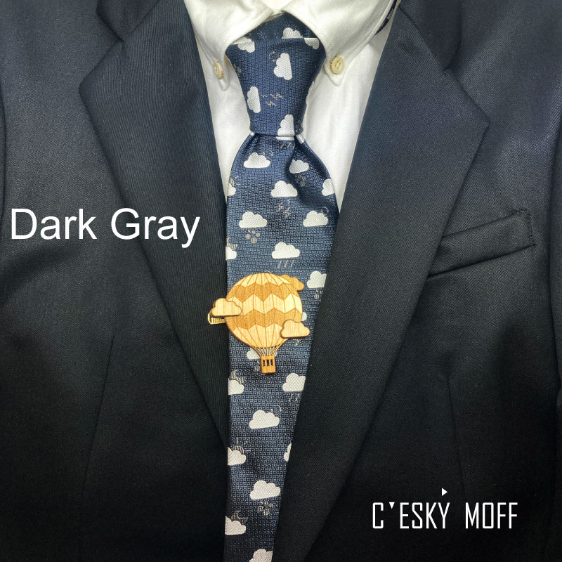【CESKYMOFF】雲小紋柄 ネクタイ & 気球 ネクタイピン セット
