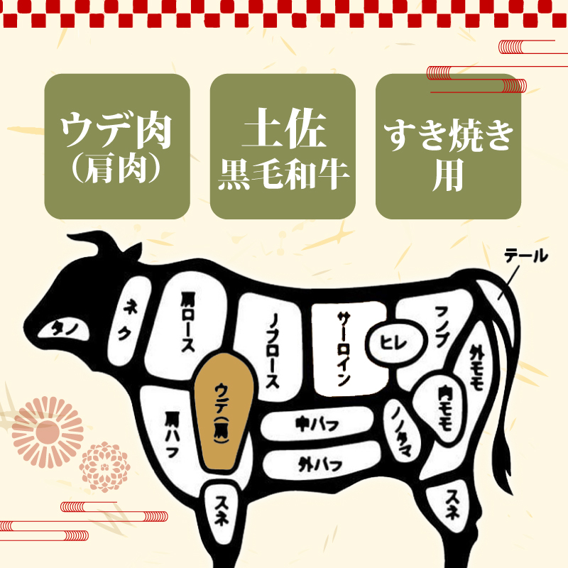 土佐黒毛和牛A5?A4等級【特撰ウデ肉】すき焼用８００ｇ 【土佐黒毛和牛和牛】