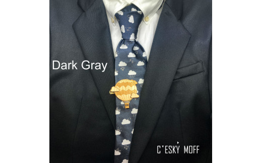 雲小紋柄 ネクタイ & 気球 タイピン セット プレゼント ラッピング可 おしゃれ 社会人 結婚式 贈答 新生活 生活雑貨 生活用品 FO015