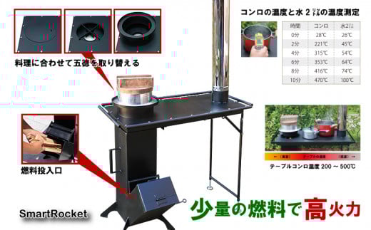 キャンプ 用品 コンロ ストーブ テーブル型調理用コンロストーブ ｢スマートロケット｣ 屋外 キッチン 羽釜 炊飯 直火 調理 台 テーブル アウトドア 高知県 須崎市 ON008