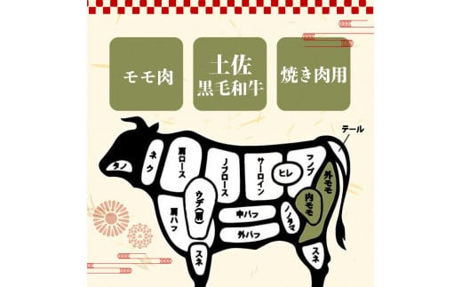 【定期4回】土佐黒毛和牛モモ肉焼肉用 計4.8kg【1.2kg×4ヶ月連続お届け】