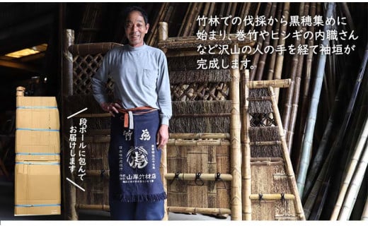 竹垣【虎竹玉袖垣】幅75cm 【山岸竹材店】 幅75cm