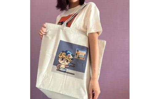 【CESKYMOFF】しんじょう君 夜明け ものがたり トートバッグ L ライトグレー×ブルーLサイズ