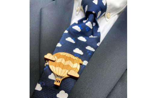 雲小紋柄 ネクタイ & 気球 タイピン セット プレゼント ラッピング可 おしゃれ 社会人 結婚式 贈答 新生活 生活雑貨 生活用品 FO015