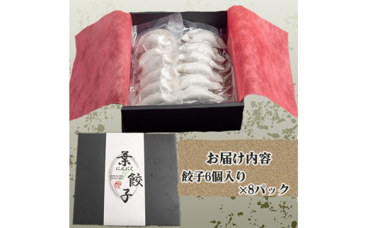 有機葉ニンニクと四万十豚で作った最高級餃子（6個x8パック）完全無添加 48個(6個x8パック)