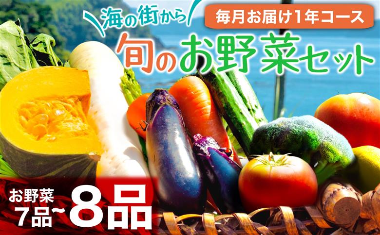 【定期便】 旬な野菜の詰め合わせセット (8品程度】 1年間 毎月お届け
