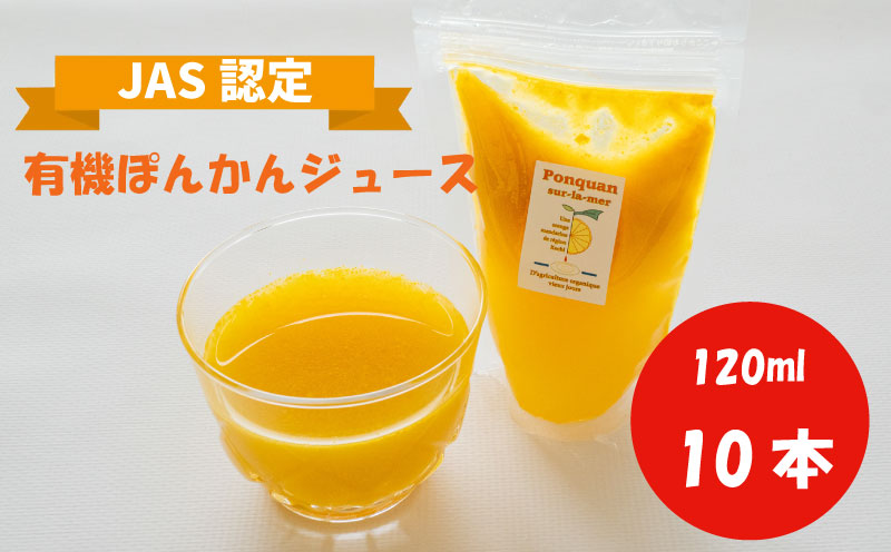 ぽんかん ジュース120ml×10個 オーガニック 無農薬 防腐剤 不使用 田條園 シャーベット 須崎 高知