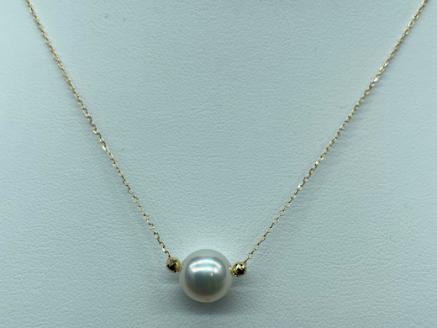 あこや本真珠8ミリ珠の「スルーペンダント」(ゴールド）パール ネックレス ジュエリー ケース付 6月誕生石 宝石【R00711】
