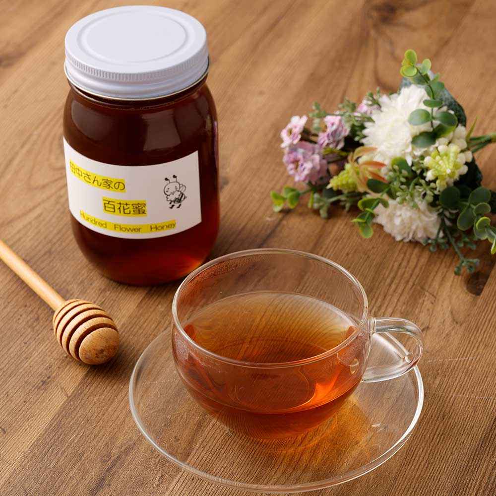 令和8年発送　田中さん家の百花蜜（無添加・非加熱はちみつ）1瓶450ml ハチミツ 蜂蜜 たれ蜜 ハニー 甘い デザート 健康 パン ヨーグルト アイスクリーム 朝食 瓶 天然 国産【R01311】