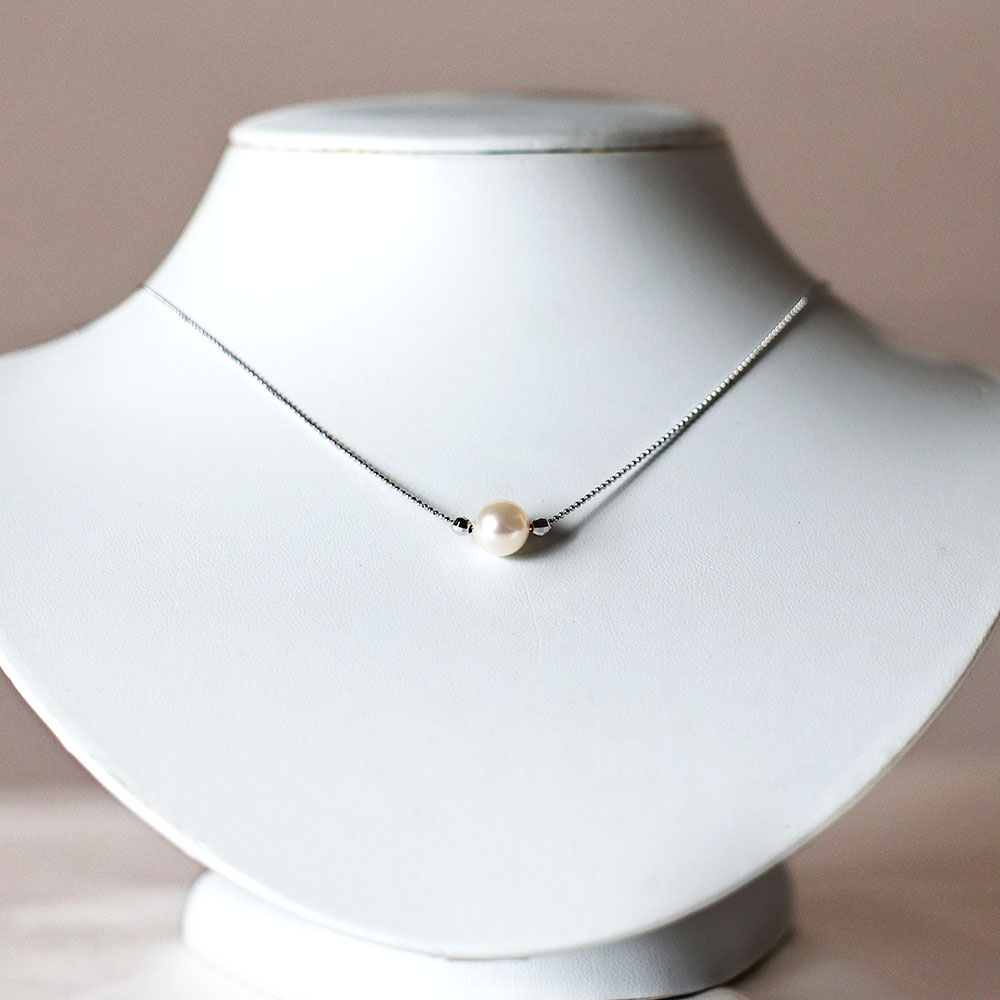 あこや本真珠 ミラーボール付 シルバーチェーン ネックレス（8.5mm～8.9mm）ホワイトピンクカラー 簡易保管ケース付 ペンダント パール アクセサリー プレゼント 母の日 贈り物 ギフト 6月誕生石 かわいい 可愛い おしゃれ お洒落 【R01522】 