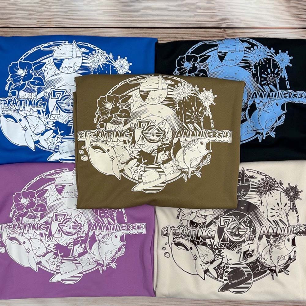 市制70周年記念デザインTシャツ（ラベンダー・ドライ素材）男女兼用サイズ サバT 半袖 トップス スポーツ用品 2024年 デザイン サバT【R01062】 インディゴ SS・S・M・L・LL