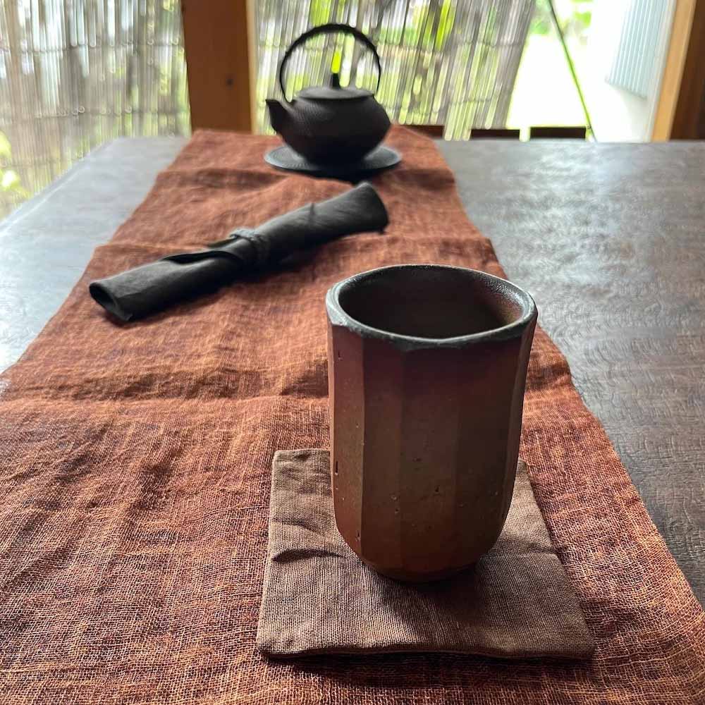 柿渋リネンガーゼの清布 せいふ 1枚入り 柿渋染め ブラウン 30cm×100cm ガーゼ タオル 掛け布 快適 国産 高知県 高知 土佐清水【R01588】