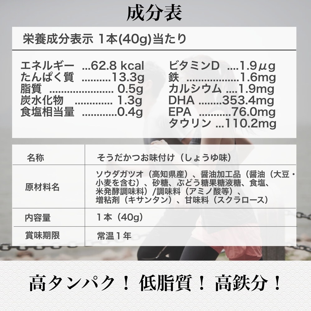 鰹BAR for Sports（しょうゆ味 5本）カツオ スポーツ 運動 筋トレ ダイエット 災害備蓄 保存食 栄養補給 サラダチキン プロテイン エネルギー補給 個包装 たんぱく質【R00805】