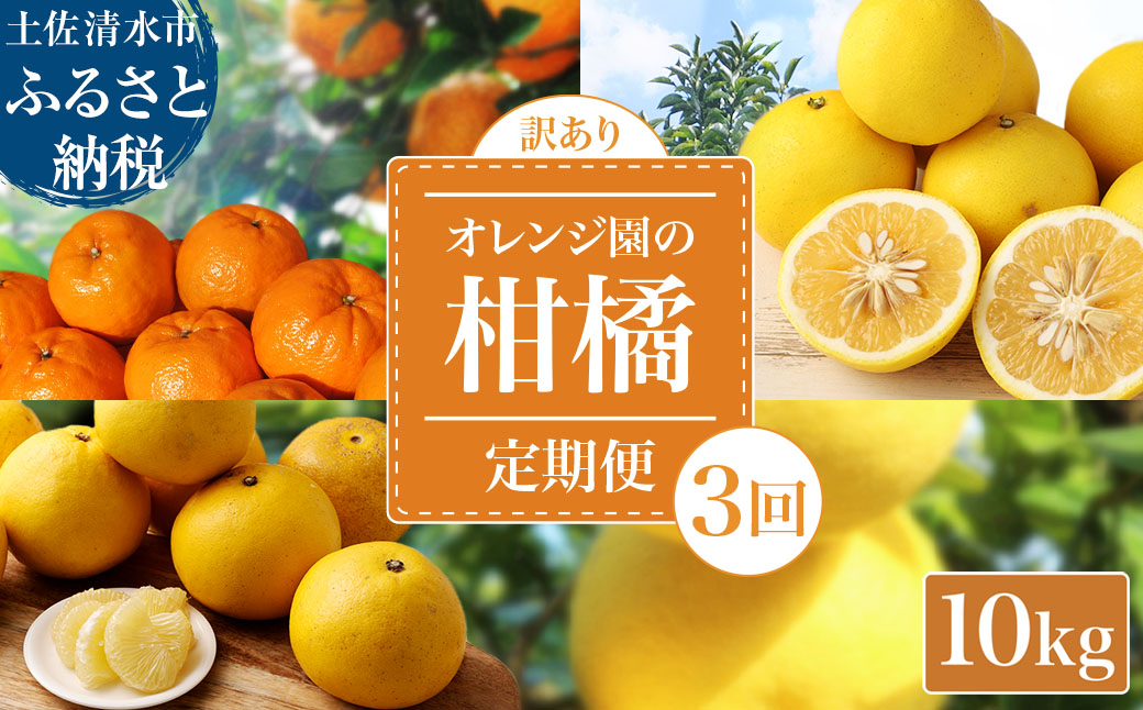 【令和８年発送】＜訳あり＞ オレンジ園の柑橘3種（ぽんかん・文旦・小夏）各10kg 3回定期便 ポンカン ぶんたん こなつ 果物 蜜柑 みかん ミカン 柑橘 フルーツ デザート 国産 常温 配送【J00103】