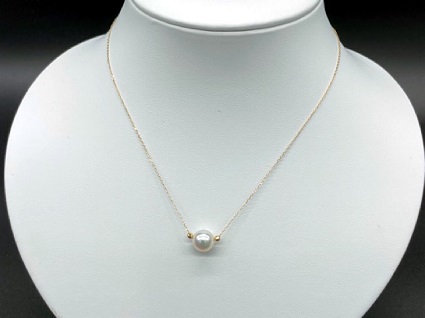 あこや本真珠8ミリ珠の「スルーペンダント」(ゴールド）パール ネックレス ジュエリー ケース付 6月誕生石 宝石【R00711】
