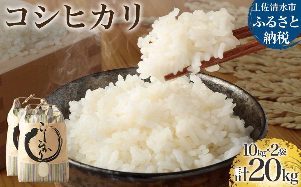 【先行予約】令和6年産 新米 コシヒカリ精米20kg（10kg×2袋）白米 お米 ご飯 米 こめ コシヒカリ こしひかり 高知県産 20キロ 故郷納税 返礼品 高知 土佐清水市 【R01185】