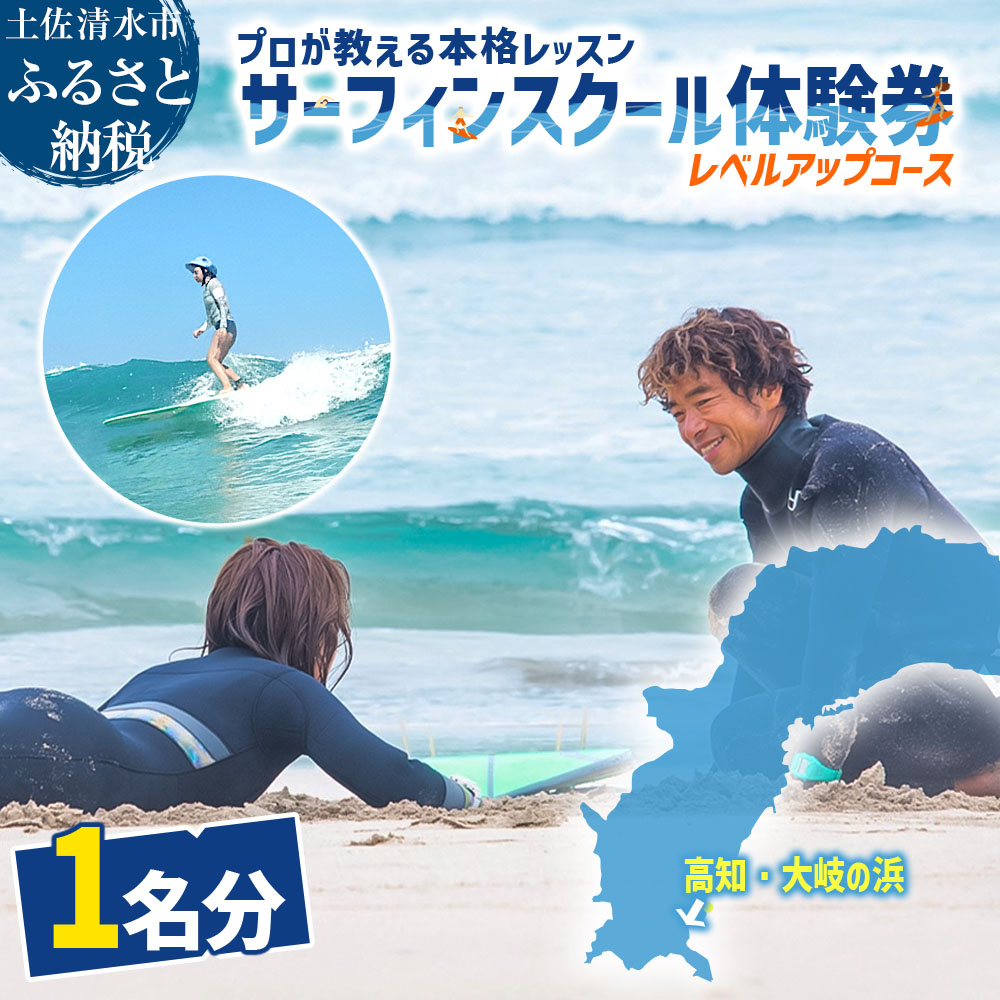高知 サーフィン スクール 体験券 1名分（レベルアップコース）プロが教える本格レッスン 絶景 太平洋の楽園・大岐の浜 体験チケット サーフィンスクール 体験チケット 高知県 大自然 四国 マリンスポーツ【R01594】